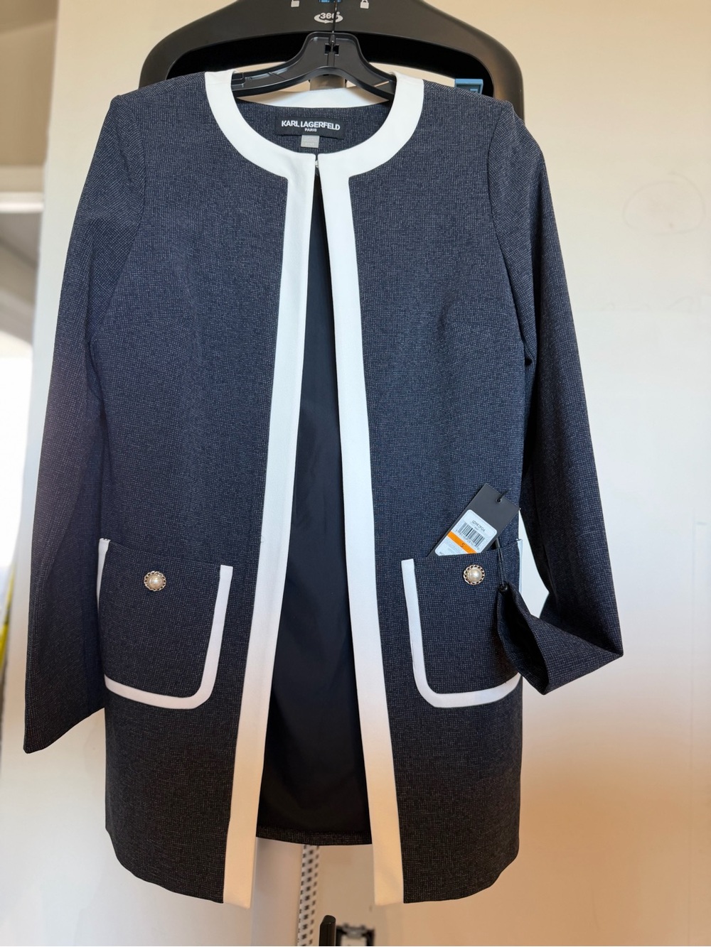 Karl Lagerfeld Navy dress and Jacket set with White Contrast Trim
